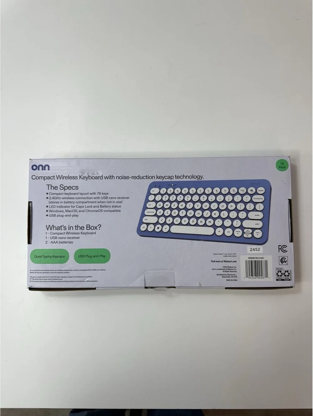 Onn Compact Wireless Keyboard, 78 Keys, Blue Retro Round Keycaps